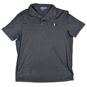 Polo Ralph‎ Lauren Pima Soft Touch Black 1/4 Button S/Sleeve Polo Men's Size XL